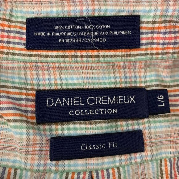 Daniel Cremieux Collared Button Up Shirt L Multicolor Plaid Short Sleeve Pocket - Picture 6 of 6